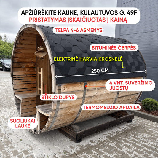 Naudota 2,5 m termomedžio pirtis
