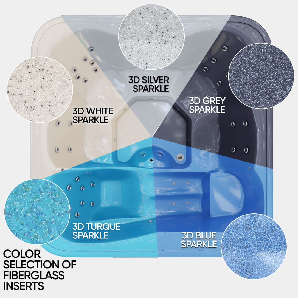 Aukščiausios kokybės kvadratinė malkomis kūrenama sūkurinė vonia su 34 hidromasažais ir atlošiamu gultu – 6 sėdimos vietos