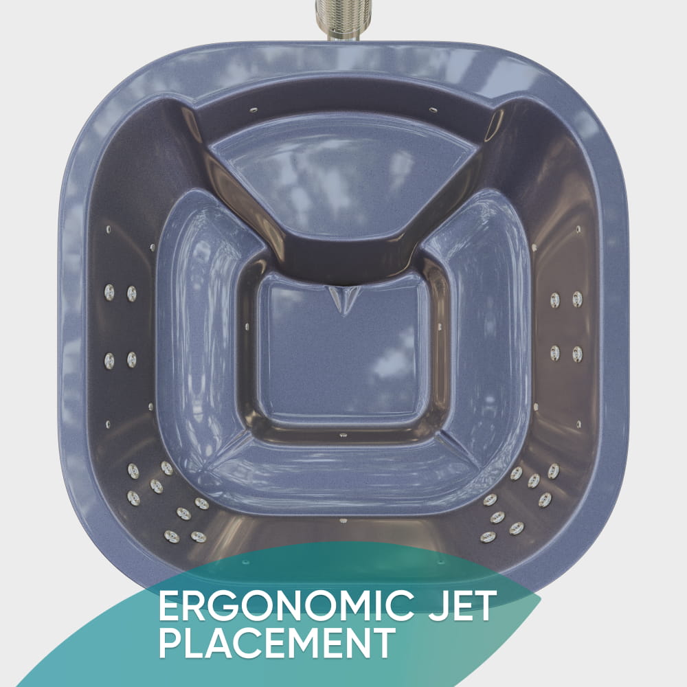 Kvadratinė malkomis kūrenama sūkurinė vonia 4–6 asmenims su aukščiausios kokybės filtru ir tiksliniu masažu su 24 hidropurkštukais | Integruota viryklė