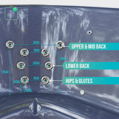 Kvadratinė malkomis kūrenama sūkurinė vonia 4–8 asmenims | Tikslinis masažas su 28 hidropurkštukais | Išorinis šildytuvas