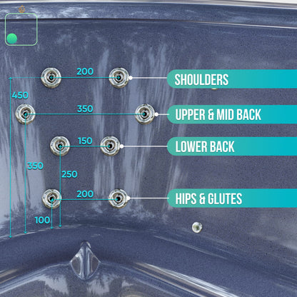 Kvadratinė malkomis kūrenama sūkurinė vonia 4–8 asmenims | Tikslinis masažas su 28 hidropurkštukais | Išorinis šildytuvas