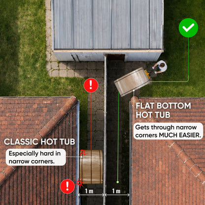 Flat Bottom Wood-Fired Hot Tub with Hydro Jets and LEDs for 4-6 people