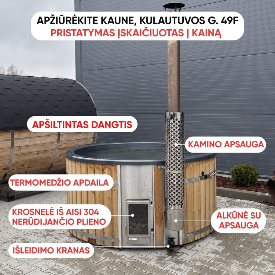PARDUOTA. Apvalus kubilas 4-6 asmenims su Verta krosnele | Naudotas