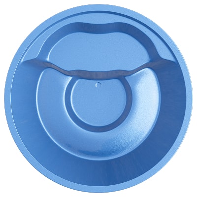 Round hot tub interior in 3D Blue Sparkle with ergonomic seating layout