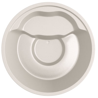 Round hot tub interior in 3D White Sparkle with ergonomic seating layout