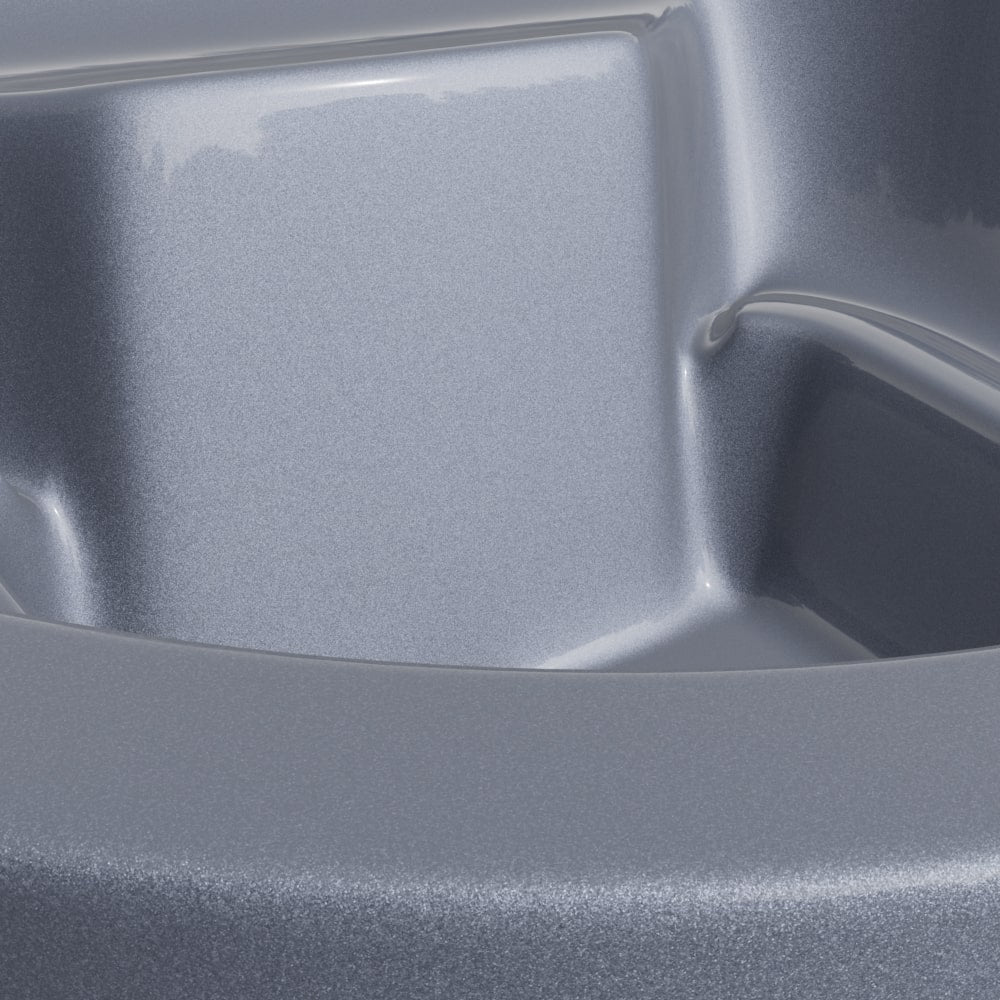 Metallic grey hot tub interior seat detail in RAL240 metallic finish