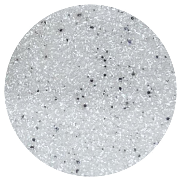 Close-up view of light grey fibreglass liner color with black and white speckled texture detail