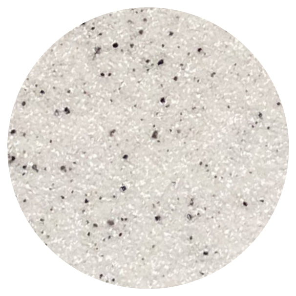Close-up view of white fibreglass liner color with black speckled pattern texture for hot tub accessory