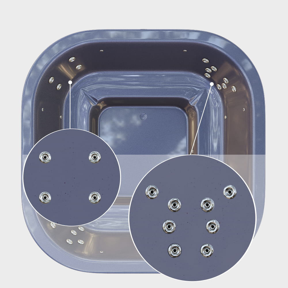 Aukščiausios kokybės malkomis kūrenama sūkurinė vonia su 28 vandens srovėmis, krosnelė „Horizon“ | 4–8 asmenims