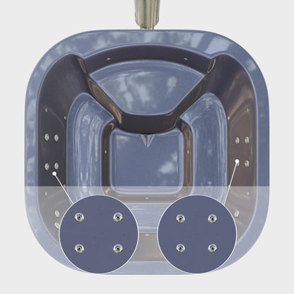 Kvadratinė malkomis kūrenama sūkurinė vonia 4–6 asmenims su aukščiausios kokybės filtru ir tiksliniu masažu su 24 hidropurkštukais | Integruota viryklė