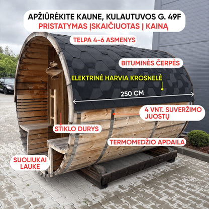 Naudota 2,5 m termomedžio pirtis