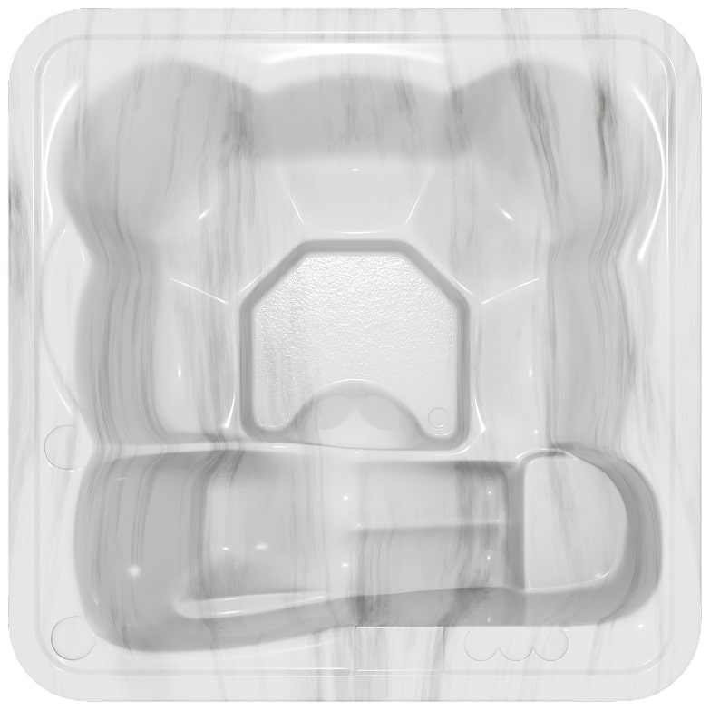 Square wood-fired hot tub with integrated VERTA heater, 6 person capacity