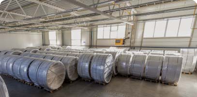 European hot tub production facility with finished tubs ready for delivery